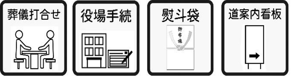 葬儀打合せ・役場手続・熨斗袋・道案内看板